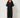 Black shimmer-collar cord-belt midi dress - front