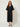 Black shimmer-collar cord-belt midi dress - front