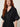 Black shimmer-collar cord-belt midi dress - collar and placket detail