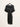Black shimmer-collar cord-belt midi dress - real photo, front on hanger