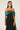 Black Embellished Drape Satin Detail Dress in Black / Emerald