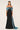 Black Embellished Drape Satin Detail Dress in Black / Indigo