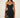 Black Spaghetti Strap Gown with Floral Lace Panel