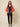 SR345 coral-orange batik kimono jacket - front view on model