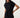 Black Wide-Leg Draped Waist Overall