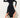 Black Fluid Draped High-Neck Midi Dress