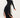 Black Fluid Draped High-Neck Midi Dress