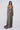Sequin Gown with Draped Satin Train in Gray
