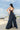 Orange Printed Top and Navy Blue Wide-Leg Pants Set - edited style 5