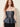 Patterned Toplex Navy – lace-up and tassel detail