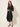 Black Tafteh V-neck Dress – three-quarter view