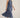 RM2000 pleated halter dress, slate blue - side view