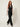 SR250 black satin jumpsuit walking