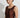 Trava Brown pleated top, rust - close-up