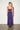 SR444 purple tropical print crop top and palazzo pants set, back view with long back tie on model