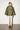 Maya Green Moth Coat — back view of the cropped olive brocade swing coat with lime-green moth print