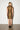 Panta Brown Leopard Print Dress — back view on model showing the center-back zip