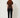Brown Stand-Collar Short-Sleeve Blouse - model back view