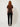 Brown Stand-Collar Short-Sleeve Blouse - model back view