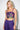 SR444 cropped tropical print bustier top detail with purple neckline band and palazzo pants waistband