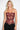 Burgundy Scarlet Corset — close-up front view of the scalloped eyelash sweetheart neckline, molded cups and floral lace on model
