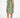 Lona Gray Abron Dress — close-up of the teal and mustard floral brocade on model