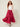 delsha magenta - Red Tie-Belt Maxi Skirt, model walking view