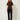 Brown Stand-Collar Short-Sleeve Blouse - model front view