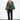 Maya Green Crocodile Coat — front view on model showing the folk tapestry pattern and wide pointed collar