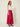 delsha magenta - Red Tie-Belt Maxi Skirt, model three-quarter side view