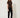 Brown Stand-Collar Short-Sleeve Blouse - model side view